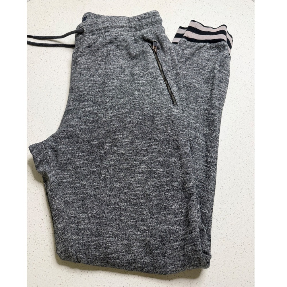 Buffalo David Bitton Mens Grey Marl Joggers Zip Pockets Striped Cuffs Size M